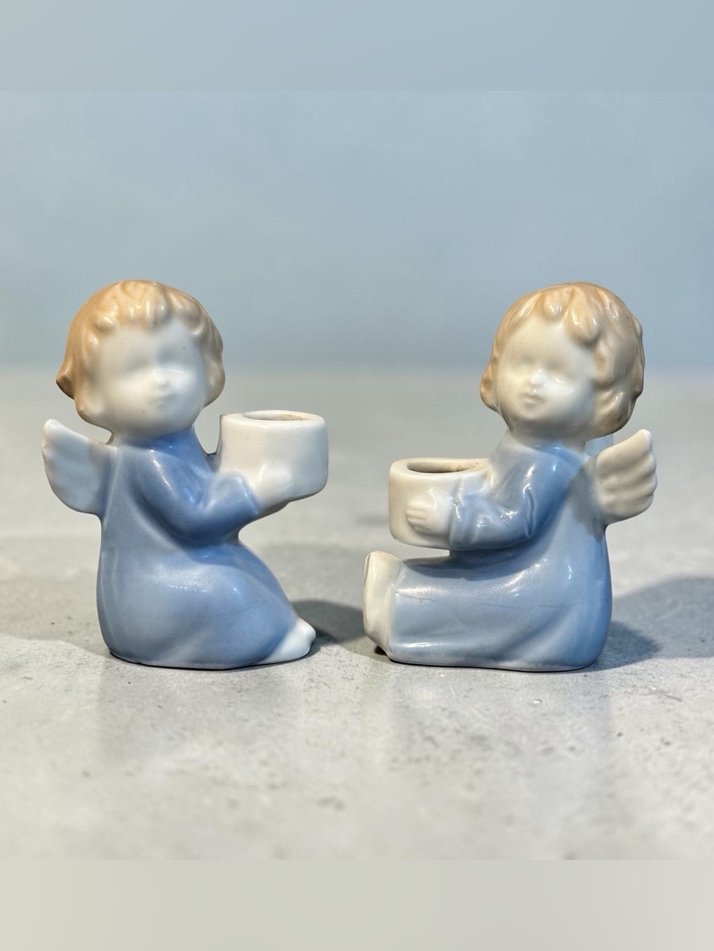 Colonial Candle Blue Angel Pair Tealight Holders